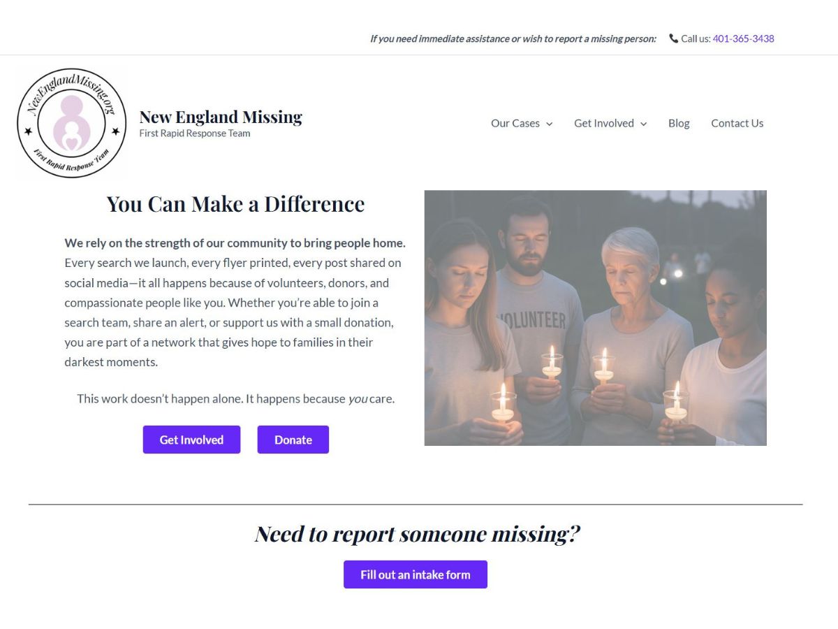 New England Missing website screenshot